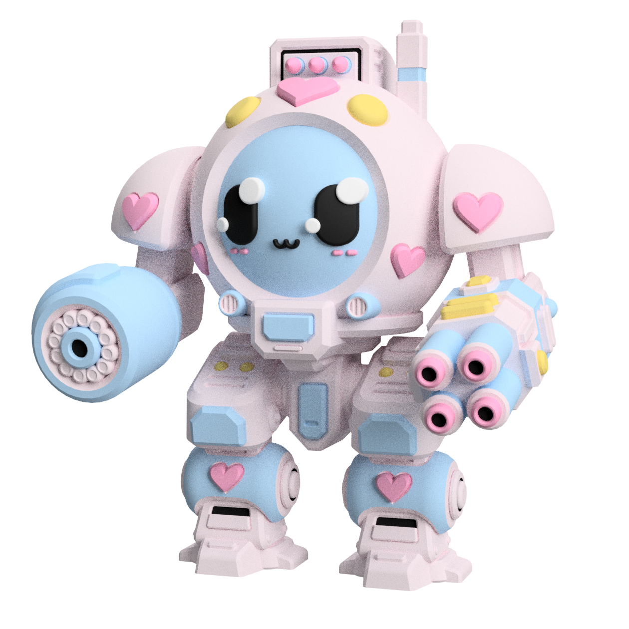UWU Strike Force 'Heartbreaker ' Cute Sci-Fi Heart-Themed Mech Miniature for Tabletop Wargames | Royalty-Free 3D Print File